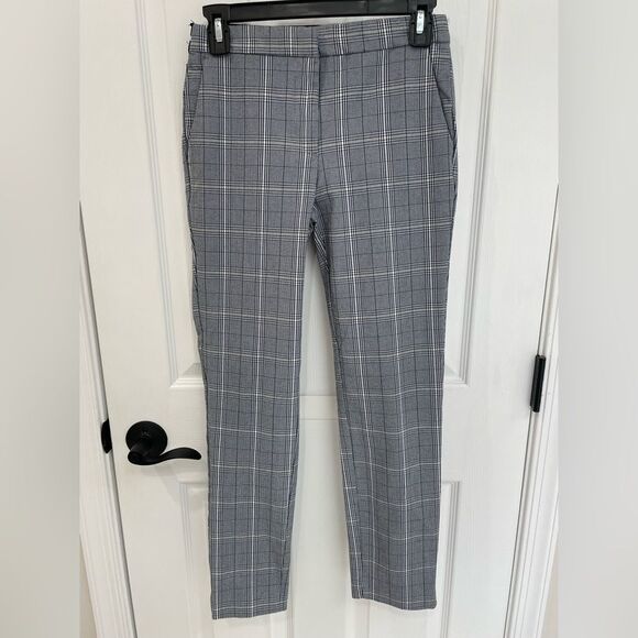 Zara Pants - ZARA Basic Blue Black White Plaid Slim Fit Skinny Pants Women’s Size S